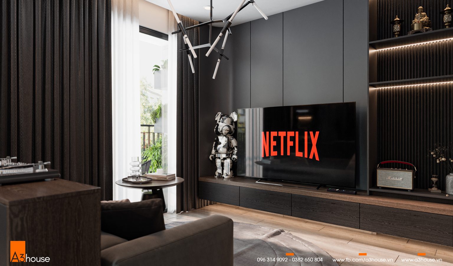 Darkness Apartment – Căn Hộ Gam Màu Tối Sang Trọng Và Hiện Đại