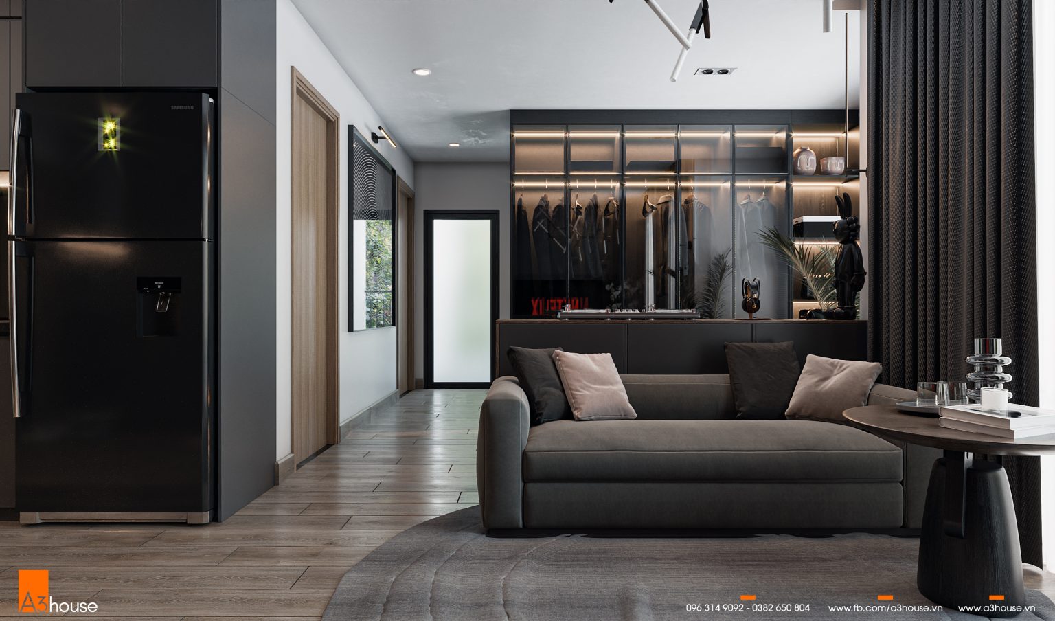 Darkness Apartment – Căn Hộ Gam Màu Tối Sang Trọng Và Hiện Đại