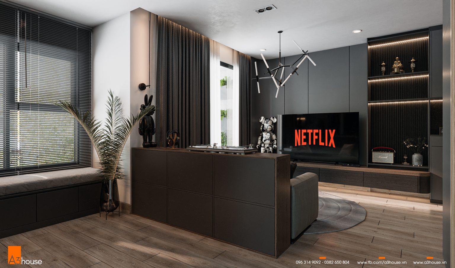 Darkness Apartment – Căn Hộ Gam Màu Tối Sang Trọng Và Hiện Đại